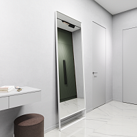 Напольное прямоугольное зеркало в белой металлической раме «Мускат» XL 220 см (в тонкой раме на ножке)