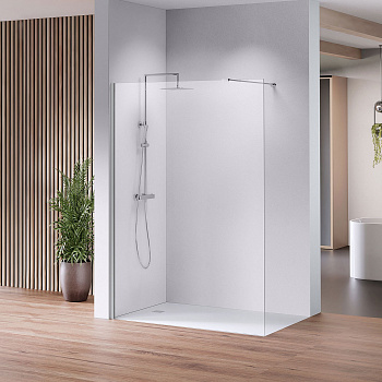 Стеклянная стационарная перегородка в душевую