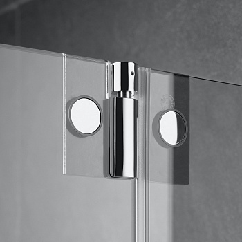 Стеклянная перегородка в душевую нишу с распашной дверью и добором