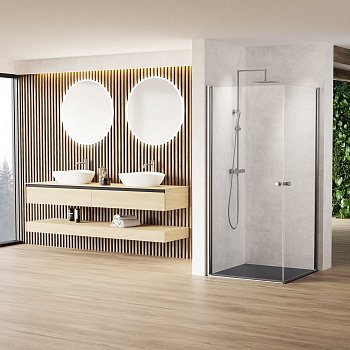 Душевая перегородка из стекла с распашными дверями